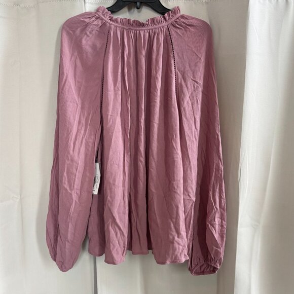 ANA Womens Top Size 2XL Mauve Whimsical Fairy Ruffle Lace Western Crinkle 18679 - Picture 2 of 9